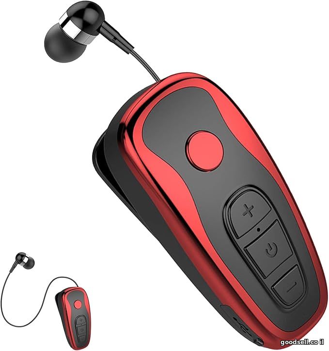 Clip-On Wireless Headset Roll Up K8 Black Red