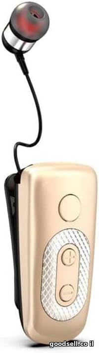 Clip-On Wireless Headset Roll Up M8 Gold