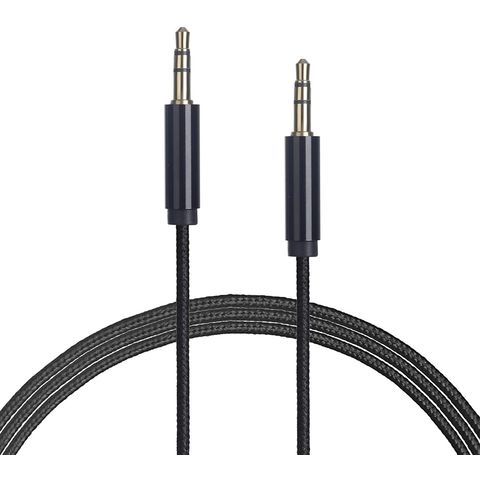 Nylon Braid 3.5AUX Audio Cable 2 RING M2-0701 1 m Black