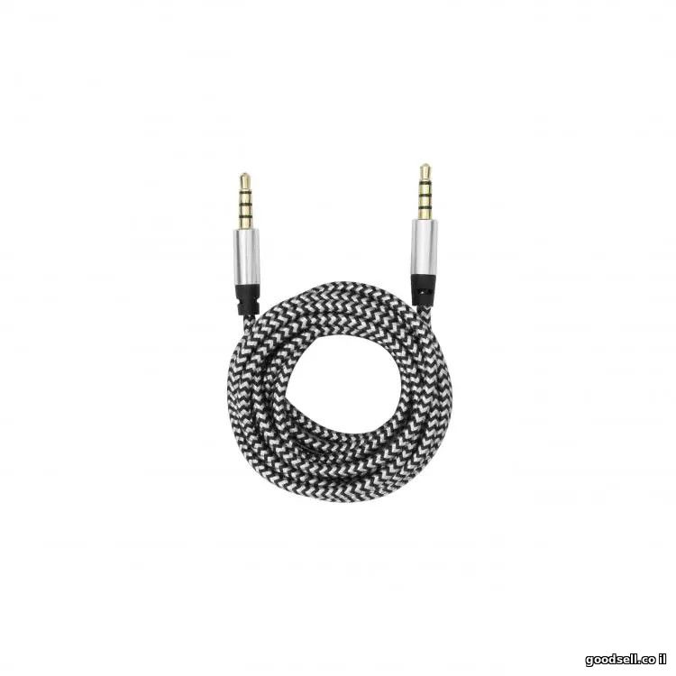 Nylon Braid 3.5AUX Audio Cable 3 RING M2-0706 1 m Grey