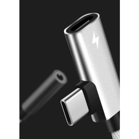 Type-C to 3.5mm Headphone and Charger Adapter J-011 Black