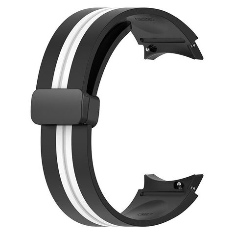 Silicone Magnetic Snap Buckle Dual Color Watch Strap 42/44/45/49mm/L Black White