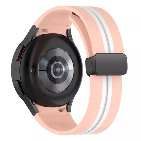 Silicone Magnetic Snap Buckle Dual Color Watch Strap 42/44/45/49mm/L Pink