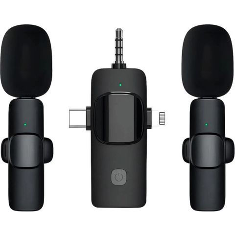 Wireless Lavalier Dual Microphones Clip-on Portable Audio Video Recording