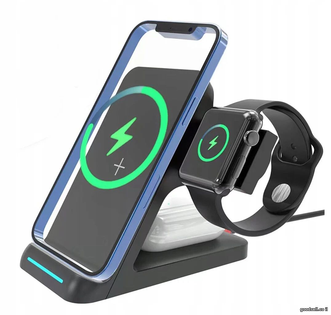 Black 15W Stand 3 in 1 Wireless Charger