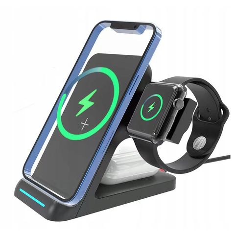 Black 15W Stand 3 in 1 Wireless Charger