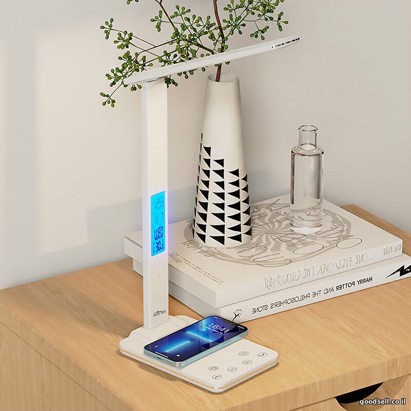 White and Black 10W LED Desk Lamp with Wireless Charger