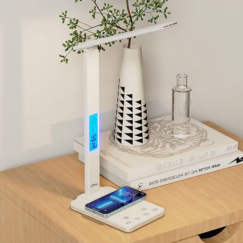 White and Black 10W LED Desk Lamp with Wireless Charger
