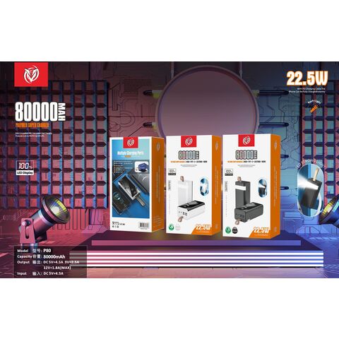 Power bank with Digital Display, 80000mAh