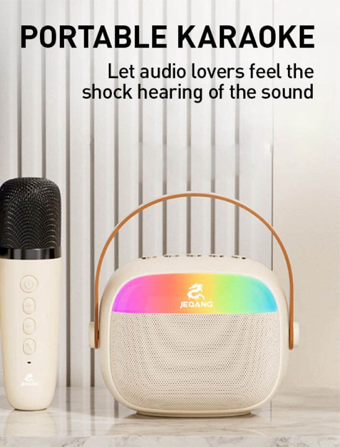 Portable Karaoke Speaker with 1 Microphone JB-722 Beige