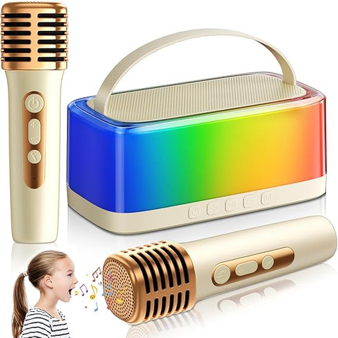 Intelligent Karaoke Sound System with 2 Microphones SM-011 Beige