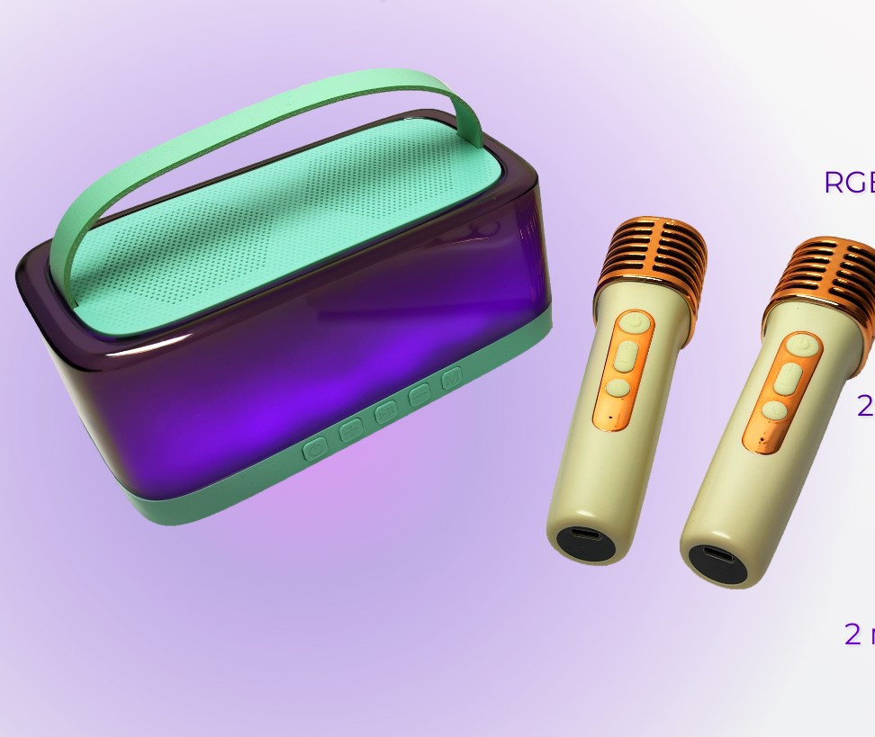 Intelligent Karaoke Sound System with 2 Microphones SM-011 Cyan