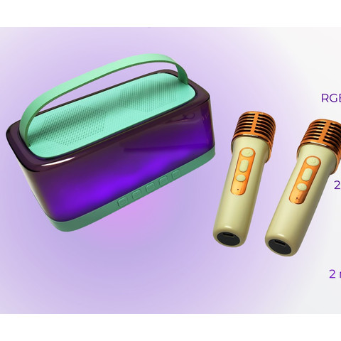 Intelligent Karaoke Sound System with 2 Microphones SM-011 Cyan