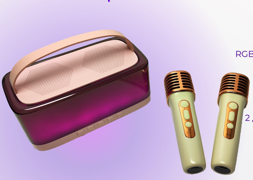 Intelligent Karaoke Sound System with 2 Microphones SM-011 Pink