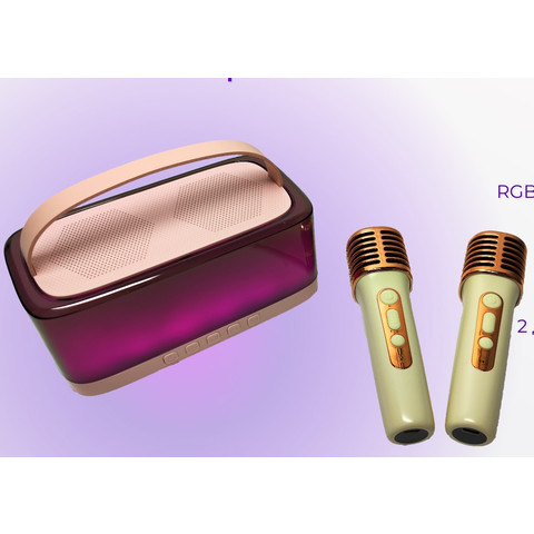 Intelligent Karaoke Sound System with 2 Microphones SM-011 Pink