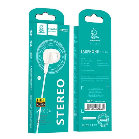 Vdenmenv DR23 3.5mm Earphone HIFI Stereo White