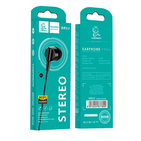 Vdenmenv DR23 3.5mm Earphone HIFI Stereo Black