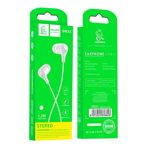Vdenmenv DR25 3.5mm Earphones Stereo White