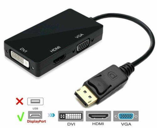DisplayPort 3 in 1 Adapter Black