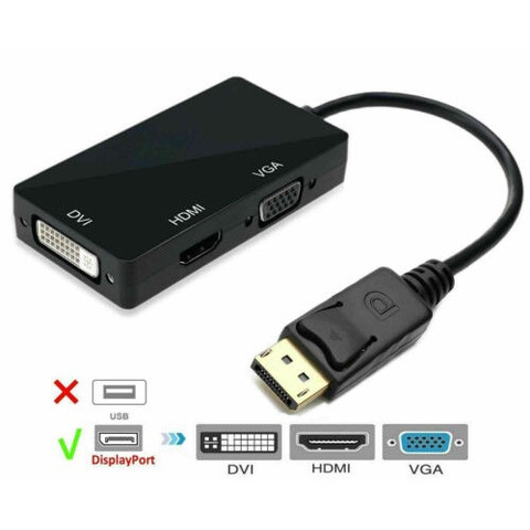 DisplayPort 3 in 1 Adapter Black
