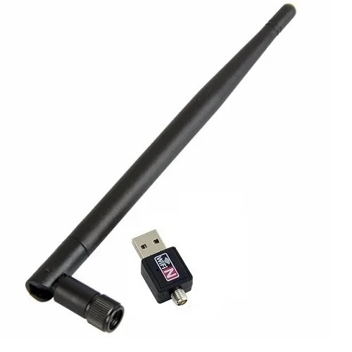 USB 2.0 Wireless 802.11 N Adapter with Antenna Black