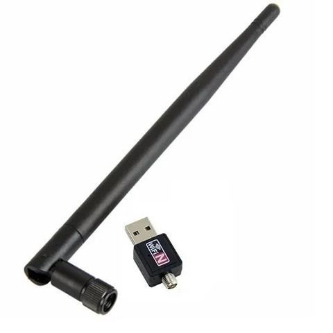 USB 2.0 Wireless 802.11 N Adapter with Antenna Black