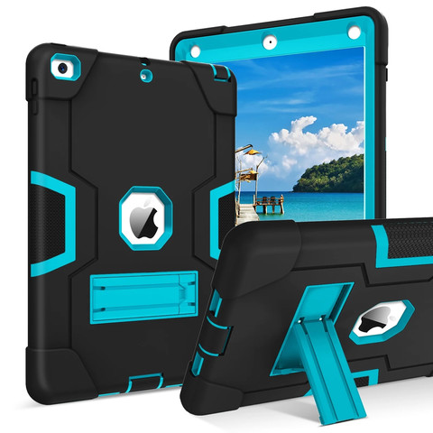 For New iPad 9.7 2017/2018 Shockproof Tablet Protective Cover Black+Blue
