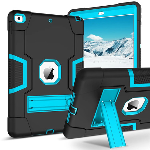 For iPad 10.2 (2021/2020/2019) Shockproof Back Case Black+Blue