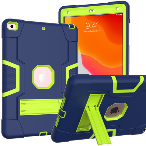 For iPad 10.2 (2021/2020/2019) Shockproof Back Case Blue+Verdant