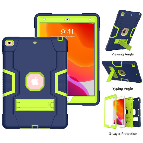 For New iPad 9.7 2017/2018 Shockproof Tablet Protective Cover Blue+Verdant