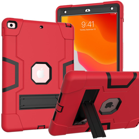 For iPad 10.2 (2021/2020/2019) Shockproof Back Case Red+Black