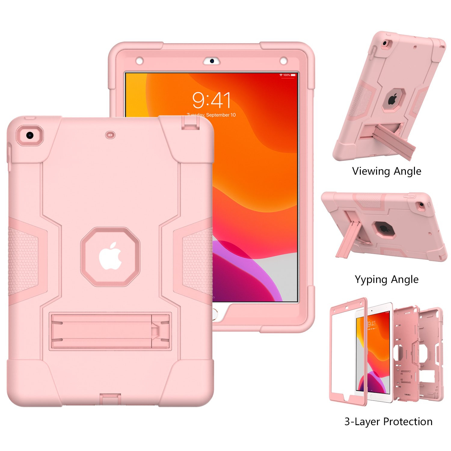 For New iPad 9.7 2017/2018 Shockproof Tablet Protective Cover Rosegold