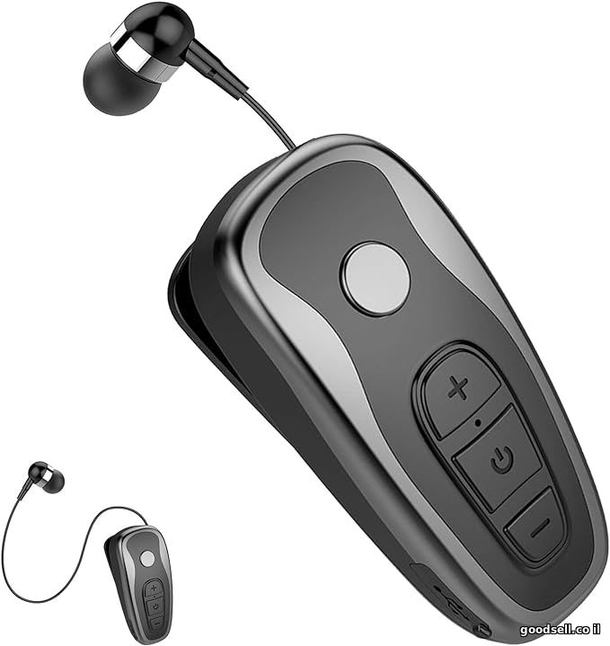 Clip-On Wireless Headset Roll Up K8 Black Grey